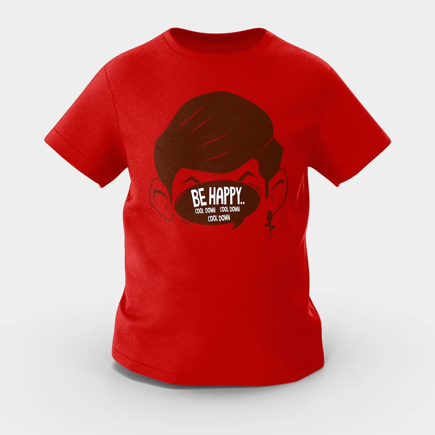 Be Happy Cool Down Cool Down Cool Down Girls Round Neck T-Shirt in Red Color