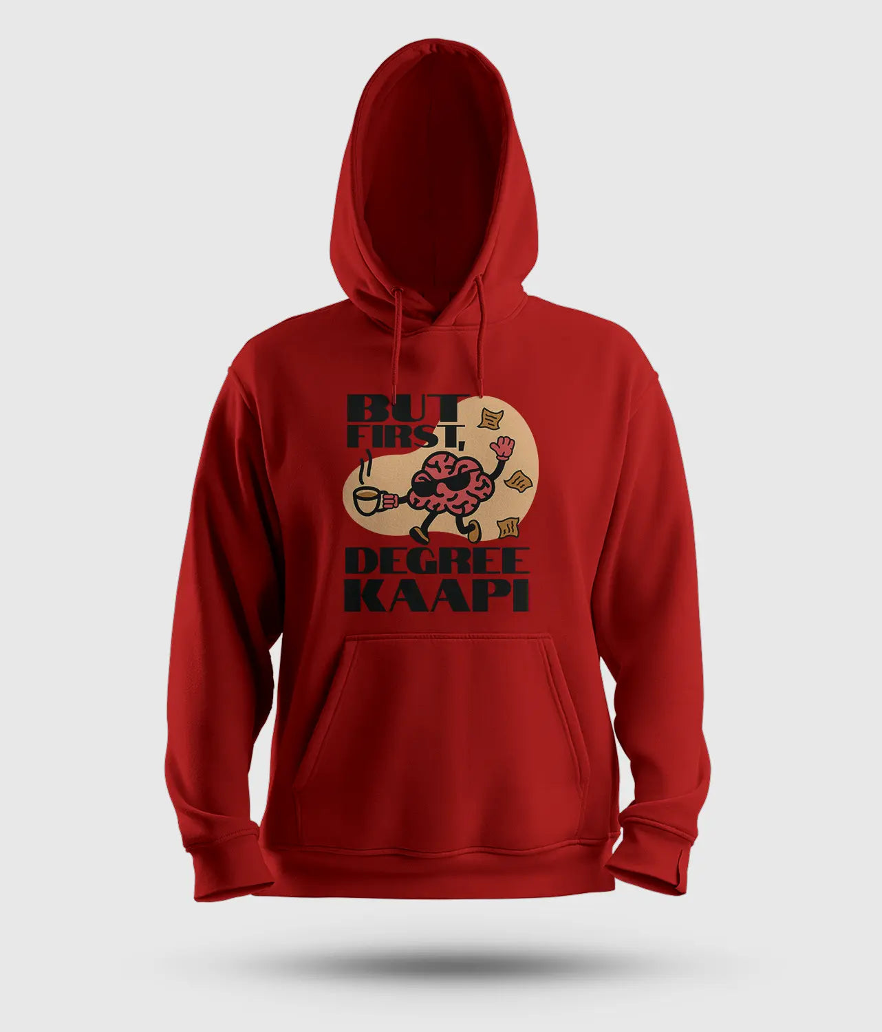 But First Degree Kaapi Men/Unisex Hoodie in Red Color