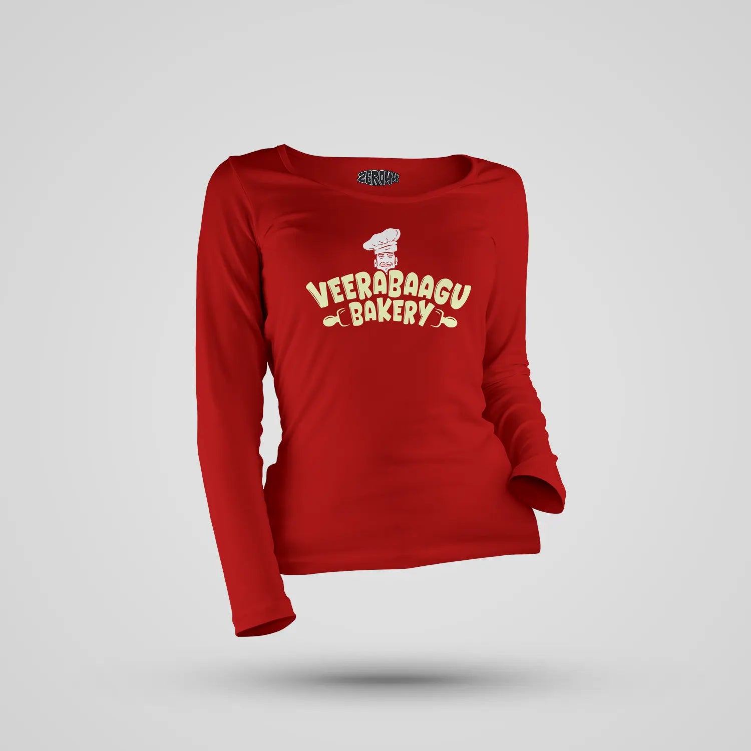 Veerabaagu Bakery Women's Long Sleeve T-Shirt in Red Color
