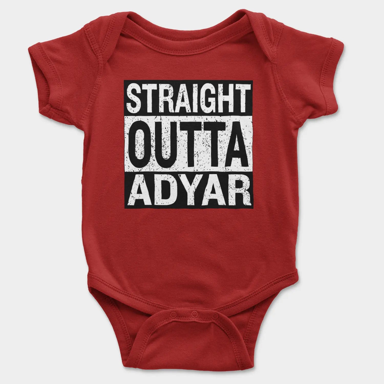 Straight Outta Adyar Onesie/Romper in Red Color