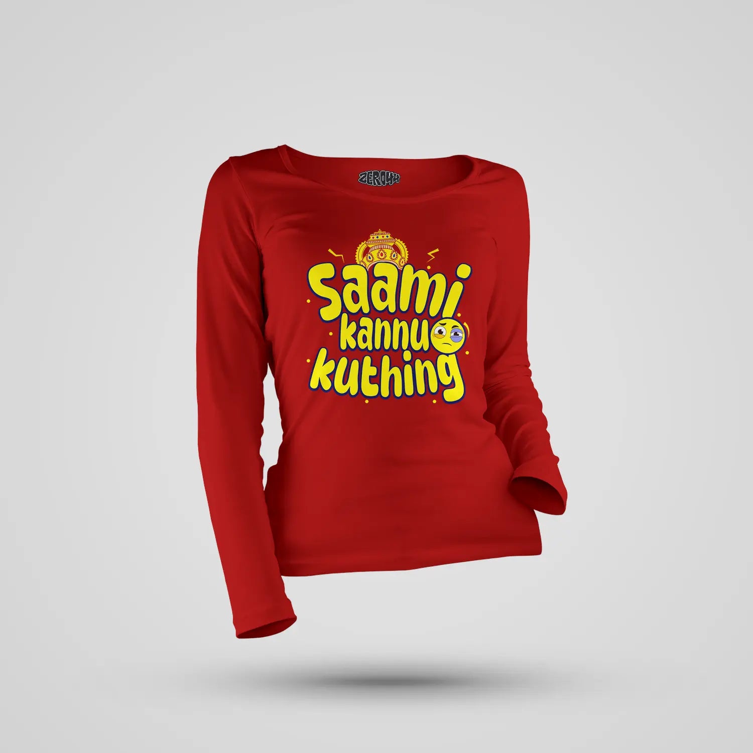 Saami Kannu Kuthing Women's Long Sleeve T-Shirt in Red Color