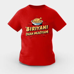 Biriyani Dhan Mukiyam Girls Round Neck T-Shirt in Red Color