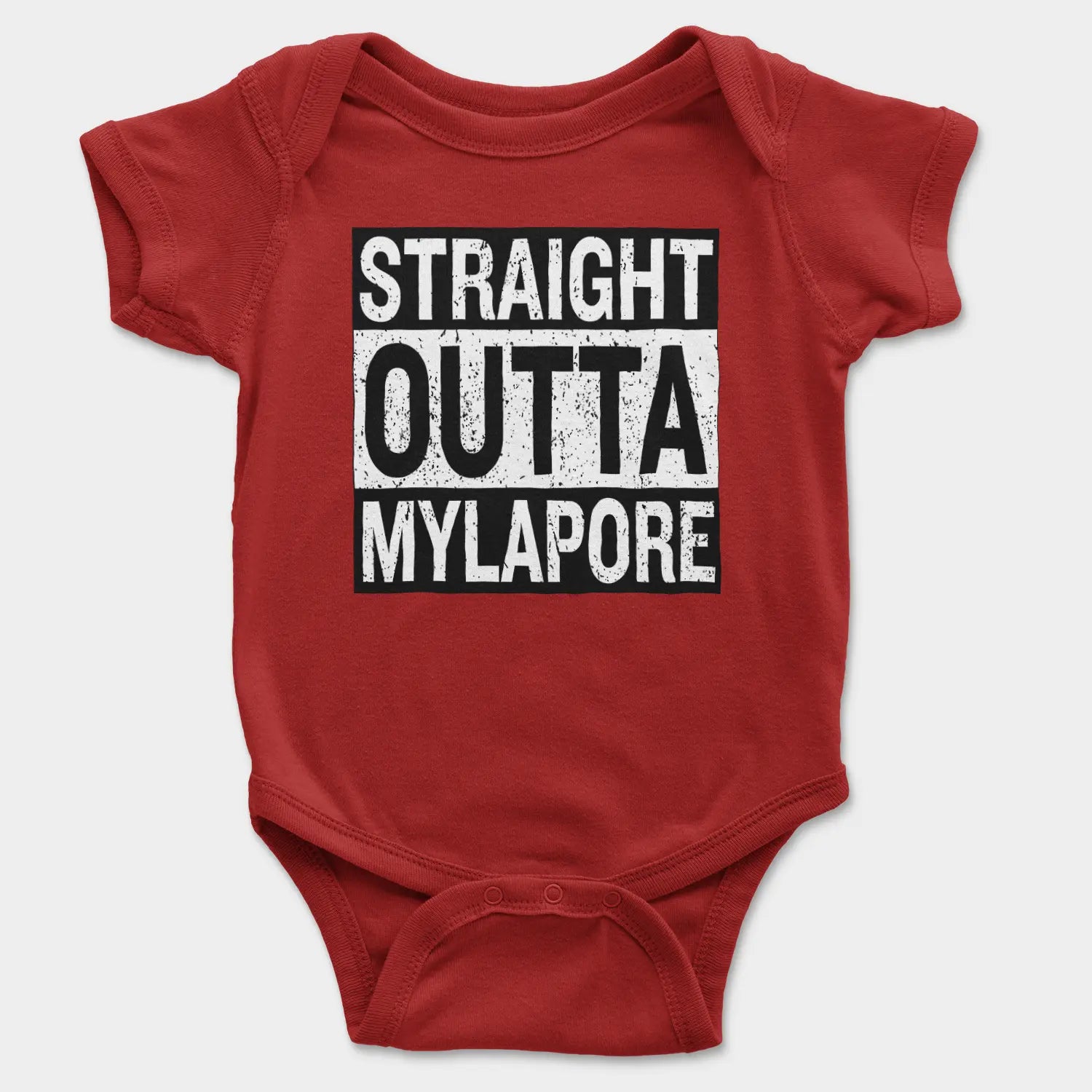 Straight Outta Mylapore Onesie/Romper in Red Color