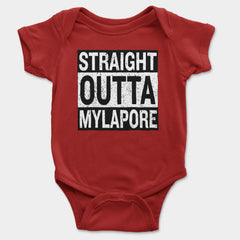 Straight Outta Mylapore Onesie/Romper in Red Color