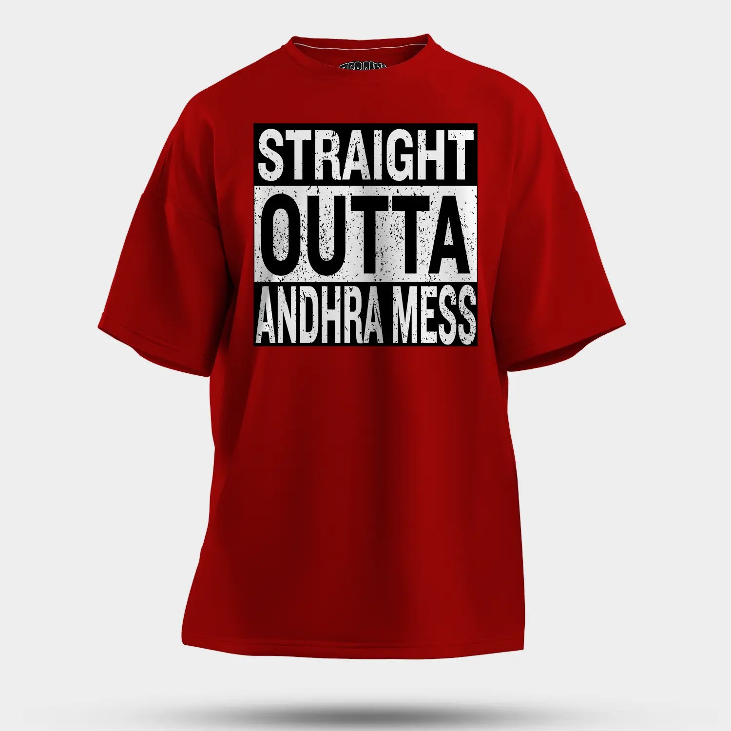 Straight Outta Andhra Mess Men/Unisex Oversized T-Shirt in Red Color