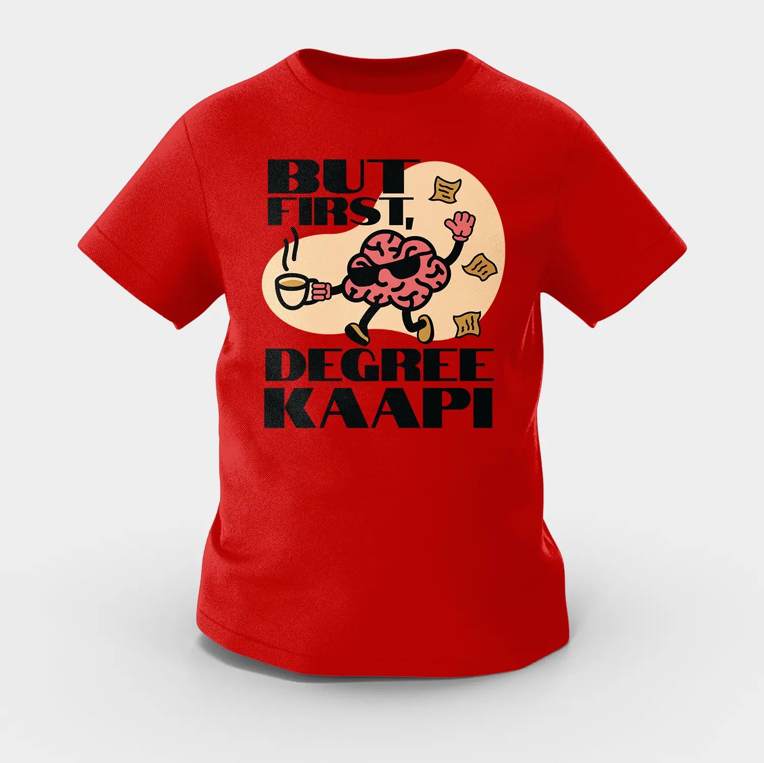 But First Degree Kaapi Girls Round Neck T-Shirt in Red Color