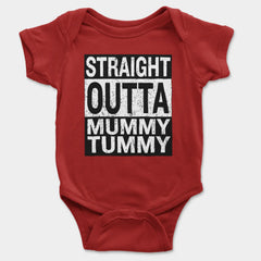Straight Outta Mummy Tummy Onesie/Romper in Red Color