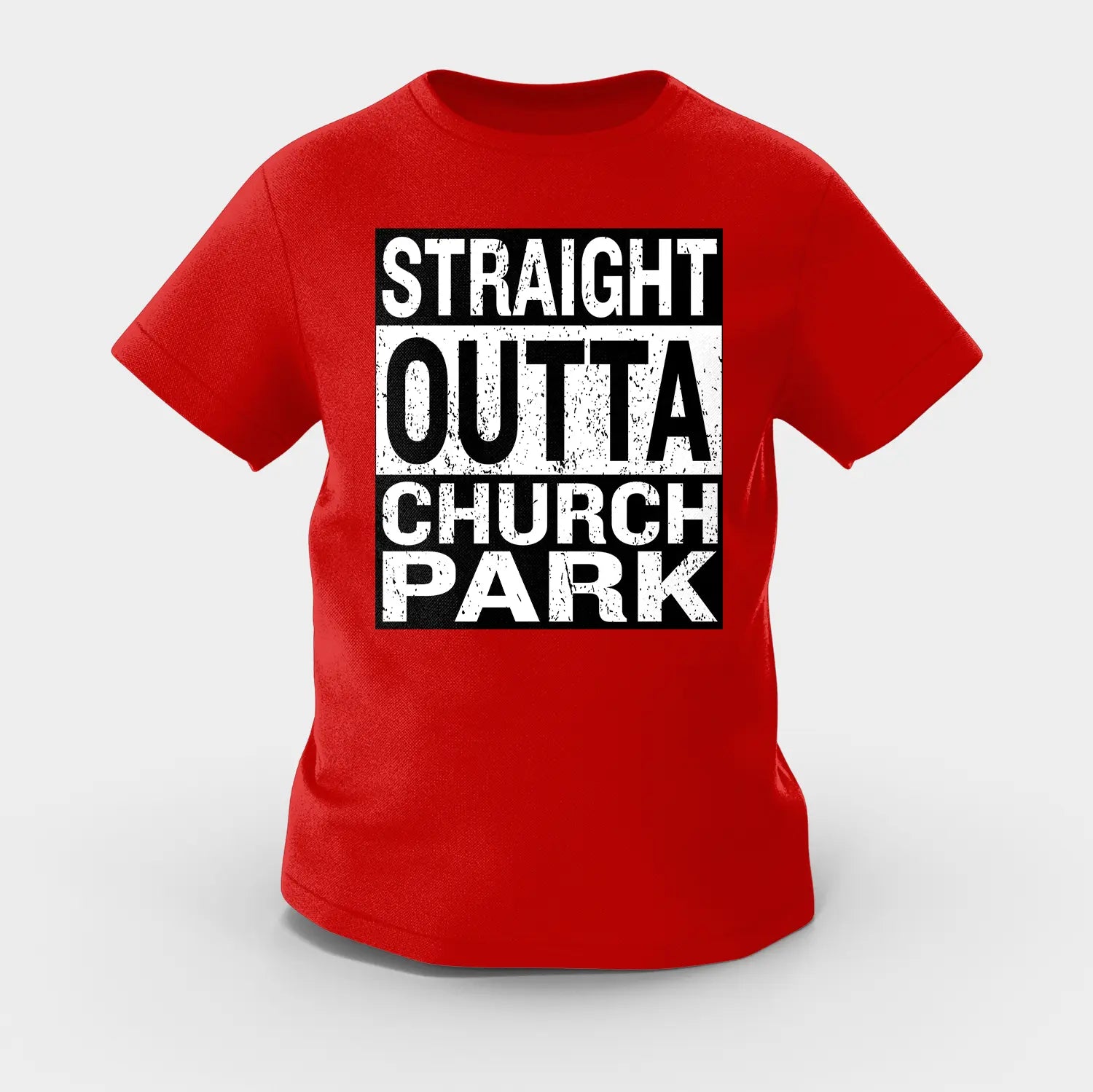 Straight Outta Church Park Girls Round Neck T-Shirt in Red Color