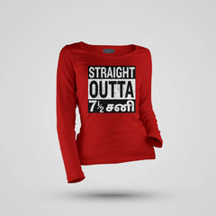 Straight Outta 7½ Sani - Tamil Women's Long Sleeve T-Shirt in Red Color