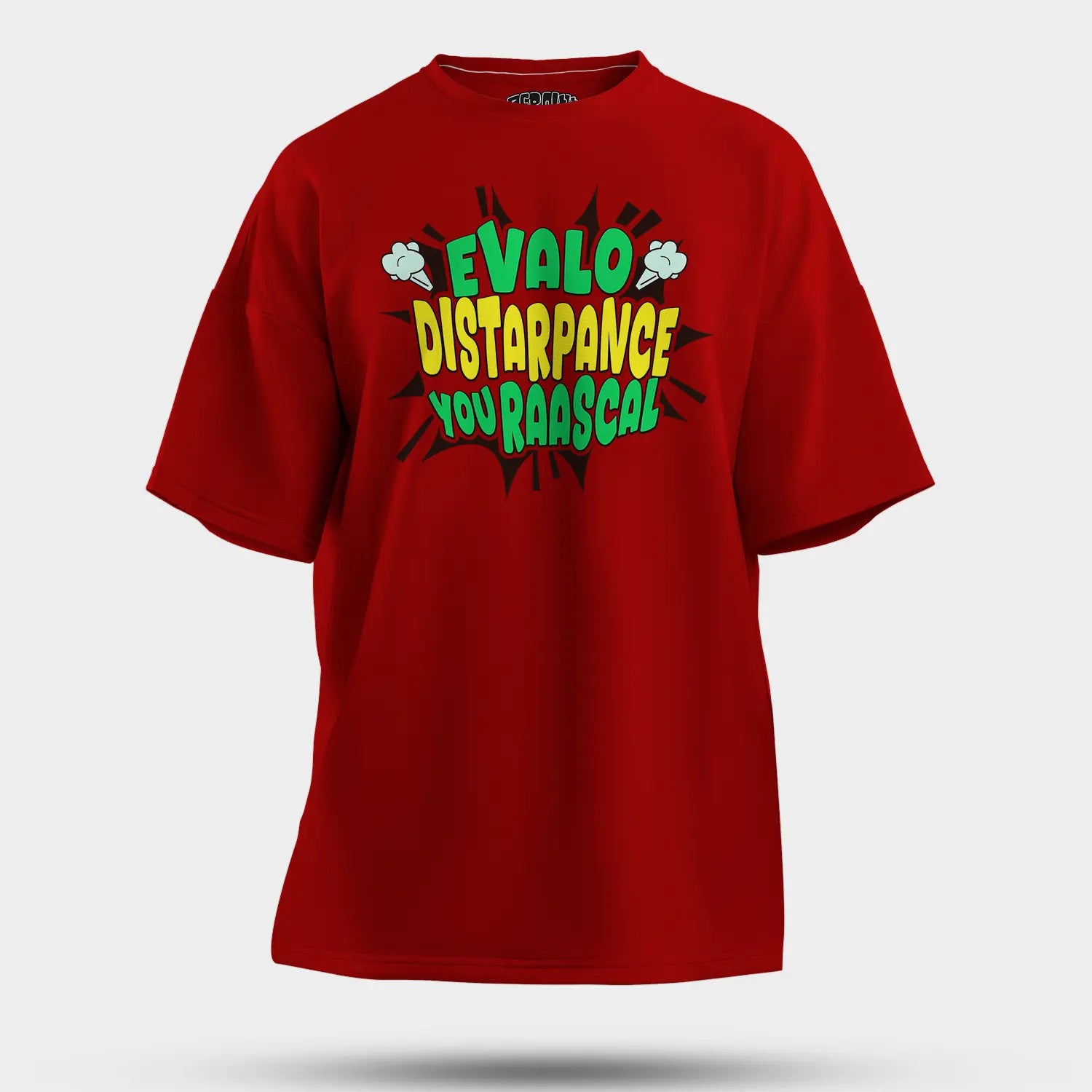 Evalo Distarpance You Raascal Men/Unisex Oversized T-Shirt in Red Color
