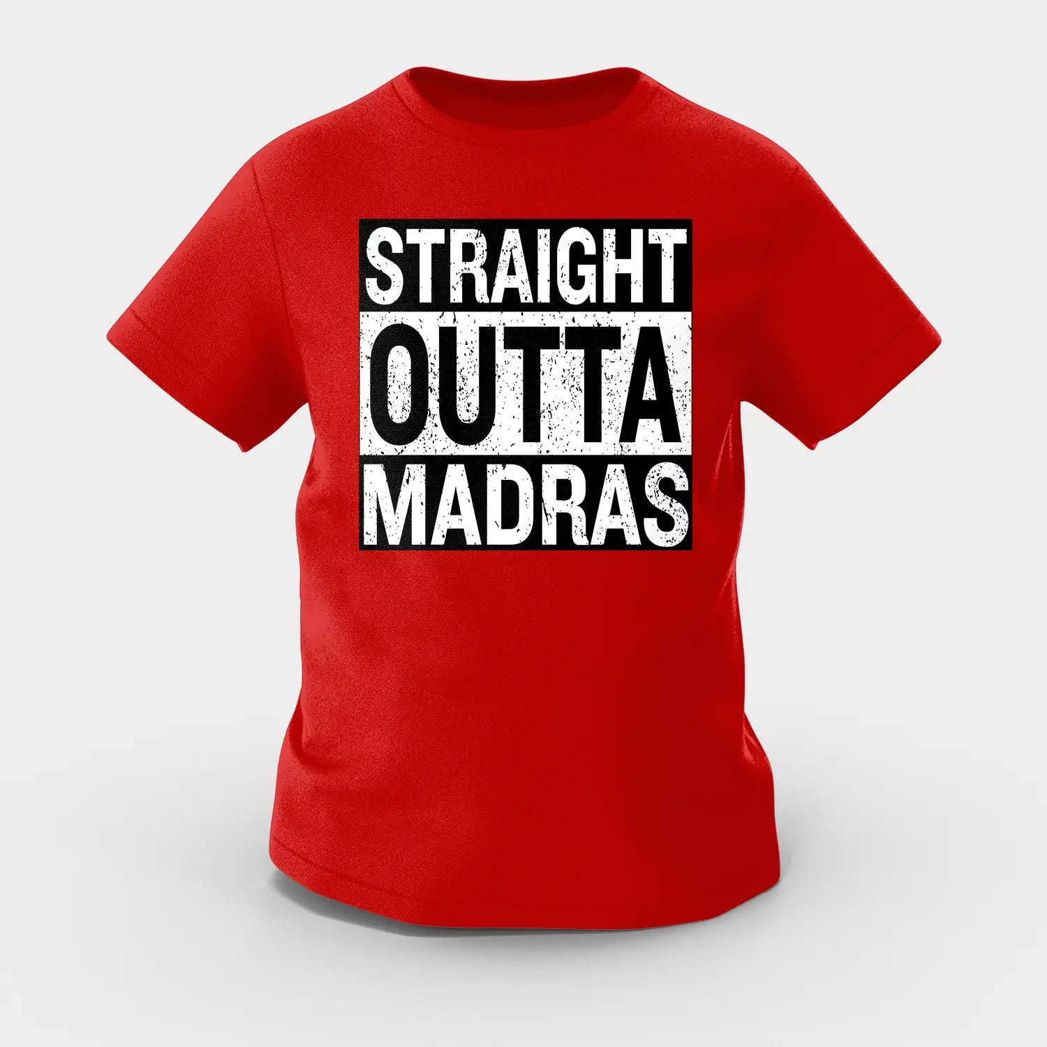 Straight Outta Madras Girls Round Neck T-Shirt in Red Color
