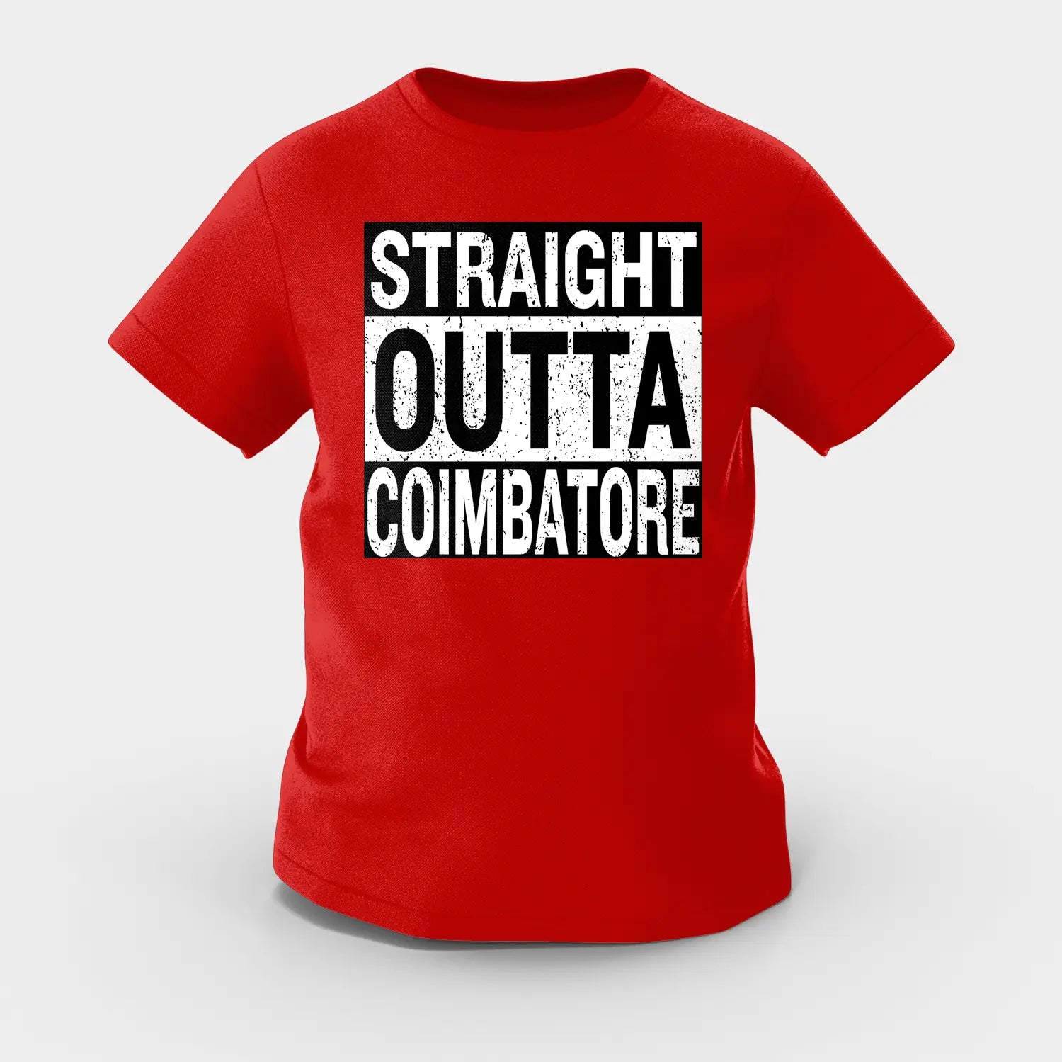 Straight Outta Coimbatore Girls Round Neck T-Shirt in Red Color