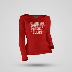 Humans Ah Da Neenga Ellam? Women's Long Sleeve T-Shirt in Red Color