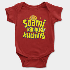 Saami Kannu Kuthing Onesie/Romper in Red Color