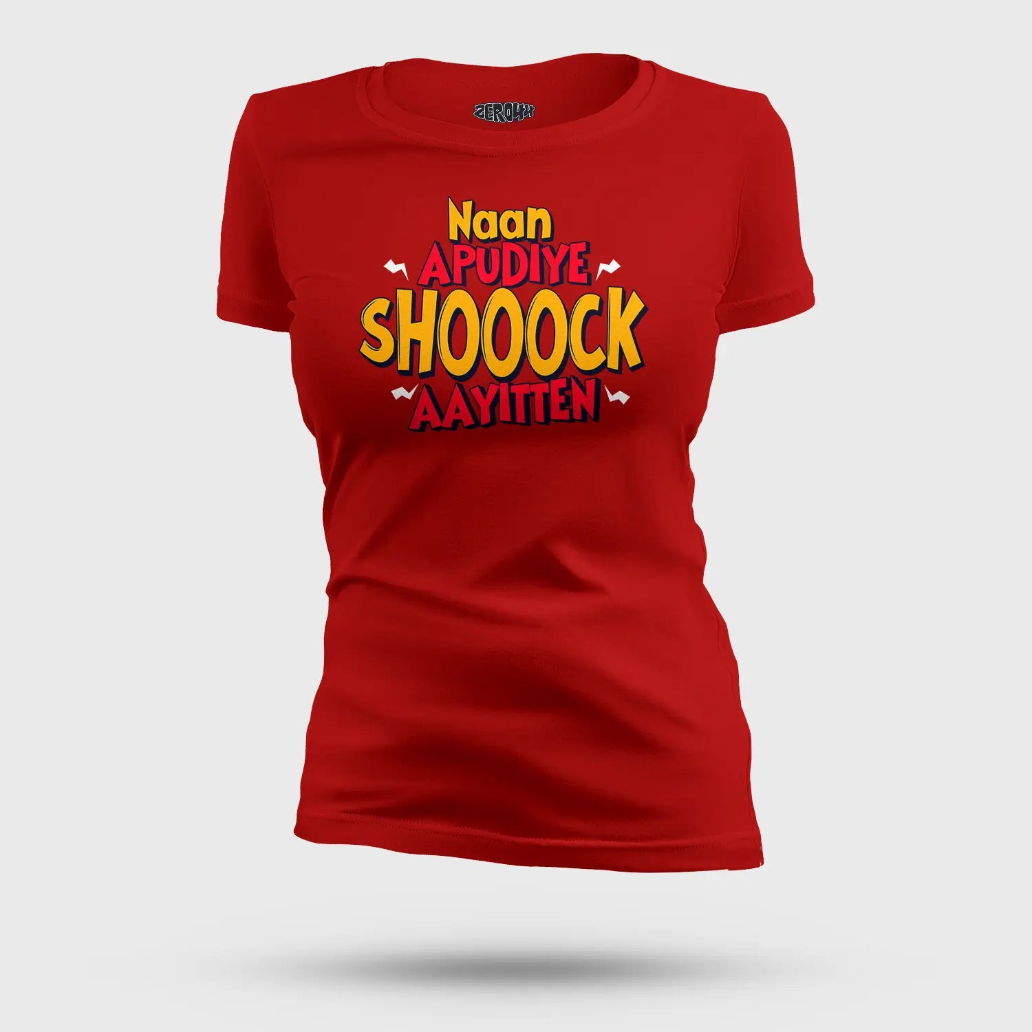 Naan Apudiye Shoooock Aayitten Women's T-Shirt in Red Color