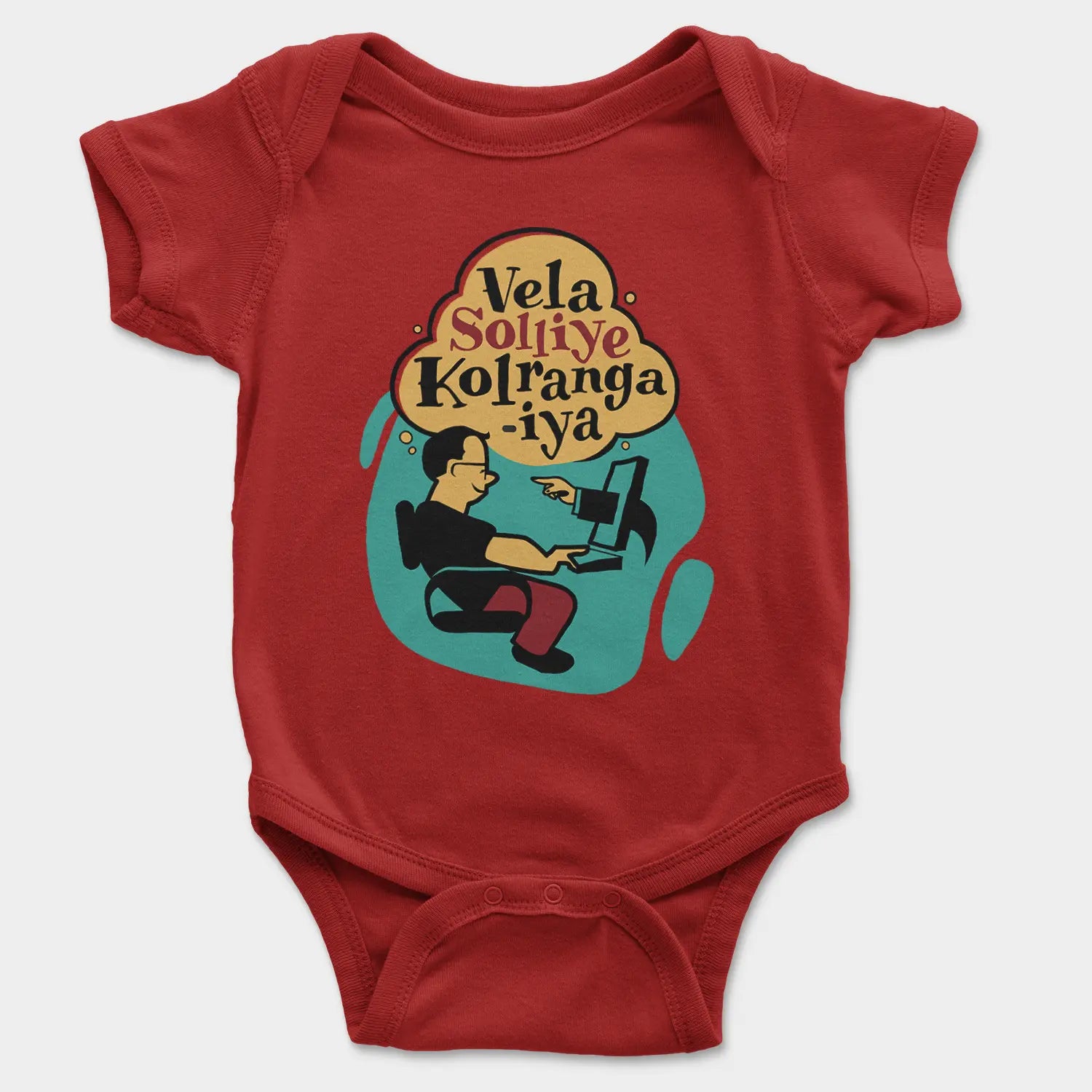 Vela Soliye Kolrangaiya Onesie/Romper in Red Color