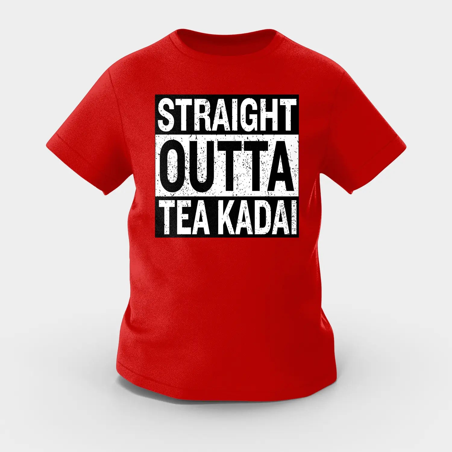 Straight Outta Tea Kadai Girls Round Neck T-Shirt in Red Color