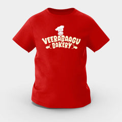 Veerabaagu Bakery Girls Round Neck T-Shirt in Red Color