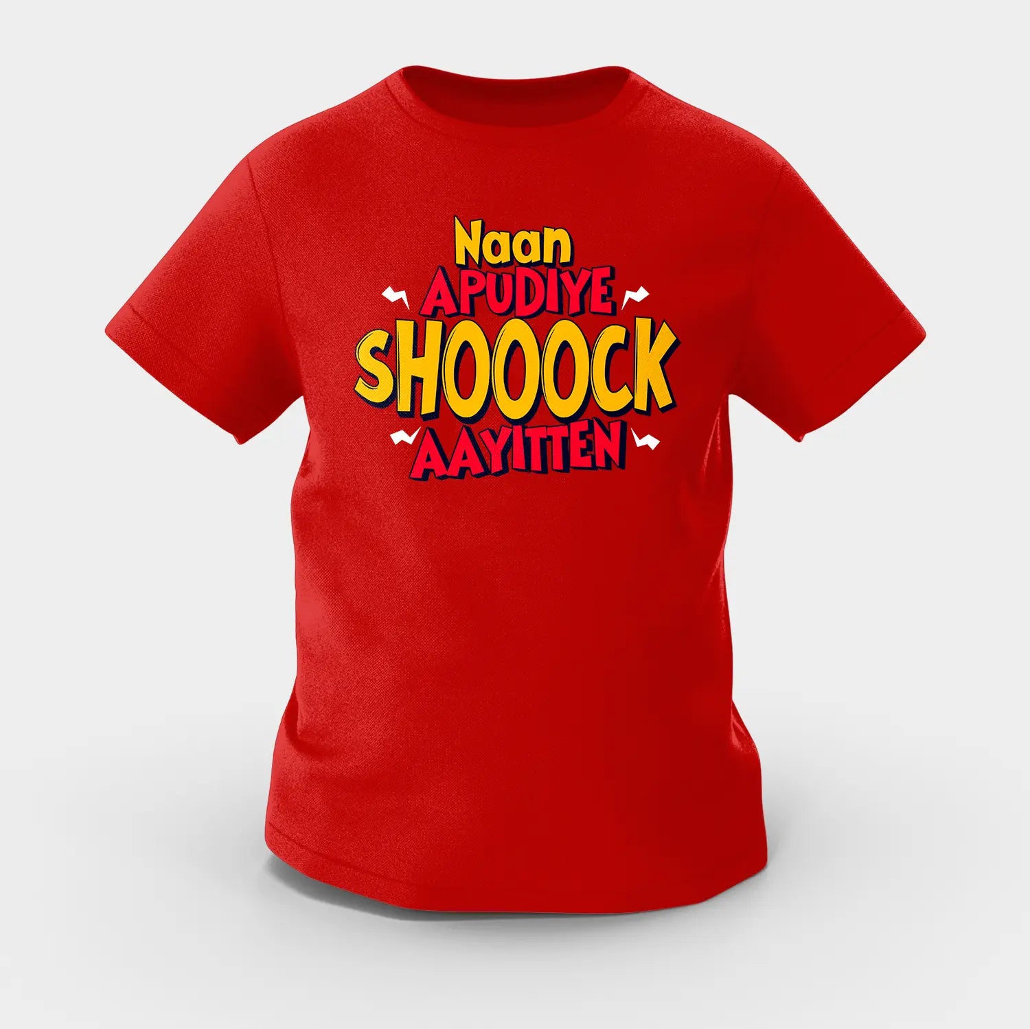 Naan Apudiye Shoooock Aayitten Girls Round Neck T-Shirt in Red Color