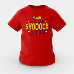 Naan Apudiye Shoooock Aayitten Girls Round Neck T-Shirt in Red Color