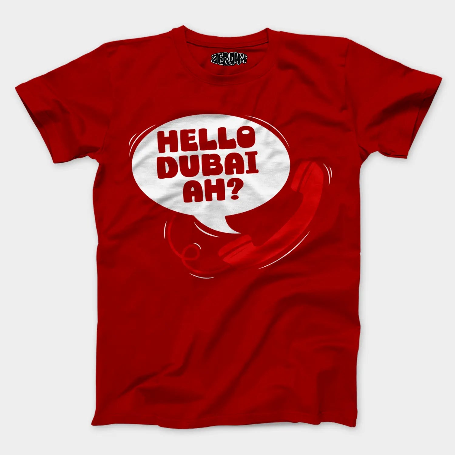 Hello Dubai Ah? Men/Unisex T-Shirt in Red Color