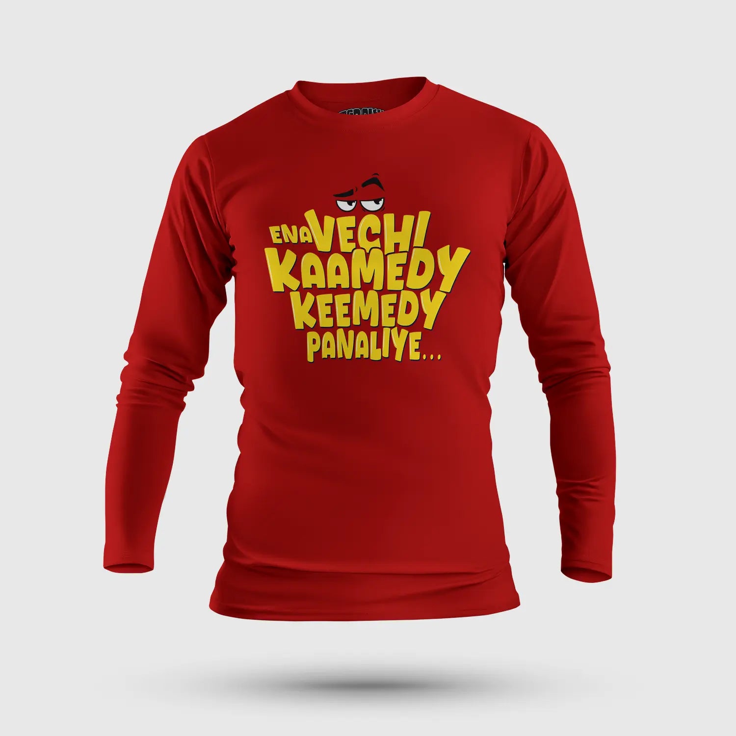Ena Vechi Kaamedy Keemady Panaliye Men/Unisex Long Sleeve T-Shirt in Red Color