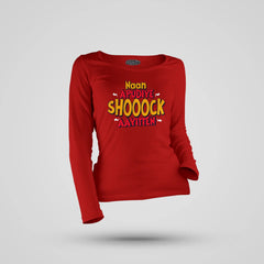 Naan Apudiye Shoooock Aayitten Women's Long Sleeve T-Shirt in Red Color