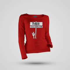 Dubai Kuruku Sandhu Women's Long Sleeve T-Shirt in Red Color