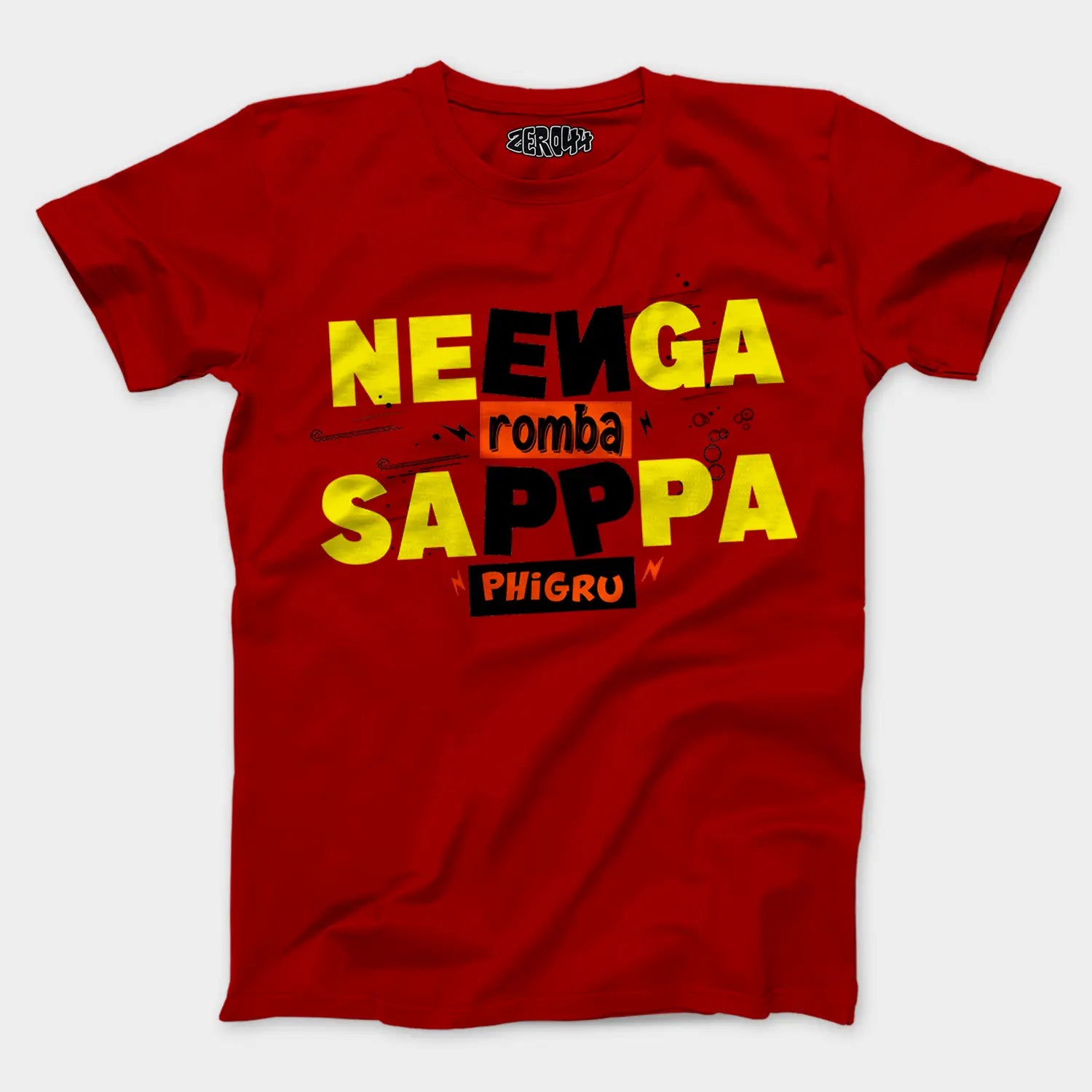 Neenga Romba Sappaa Phigru Men/Unisex T-Shirt in Red Color