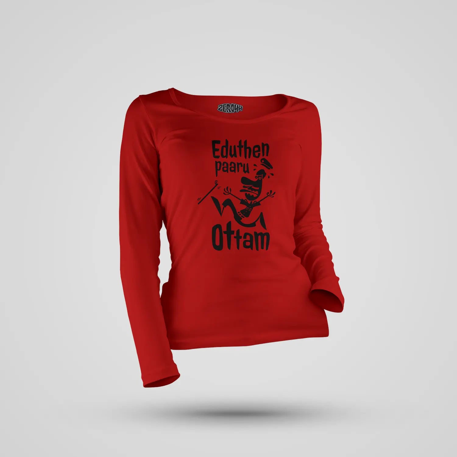 Eduthen Paaru Ottam Women's Long Sleeve T-Shirt in Red Color
