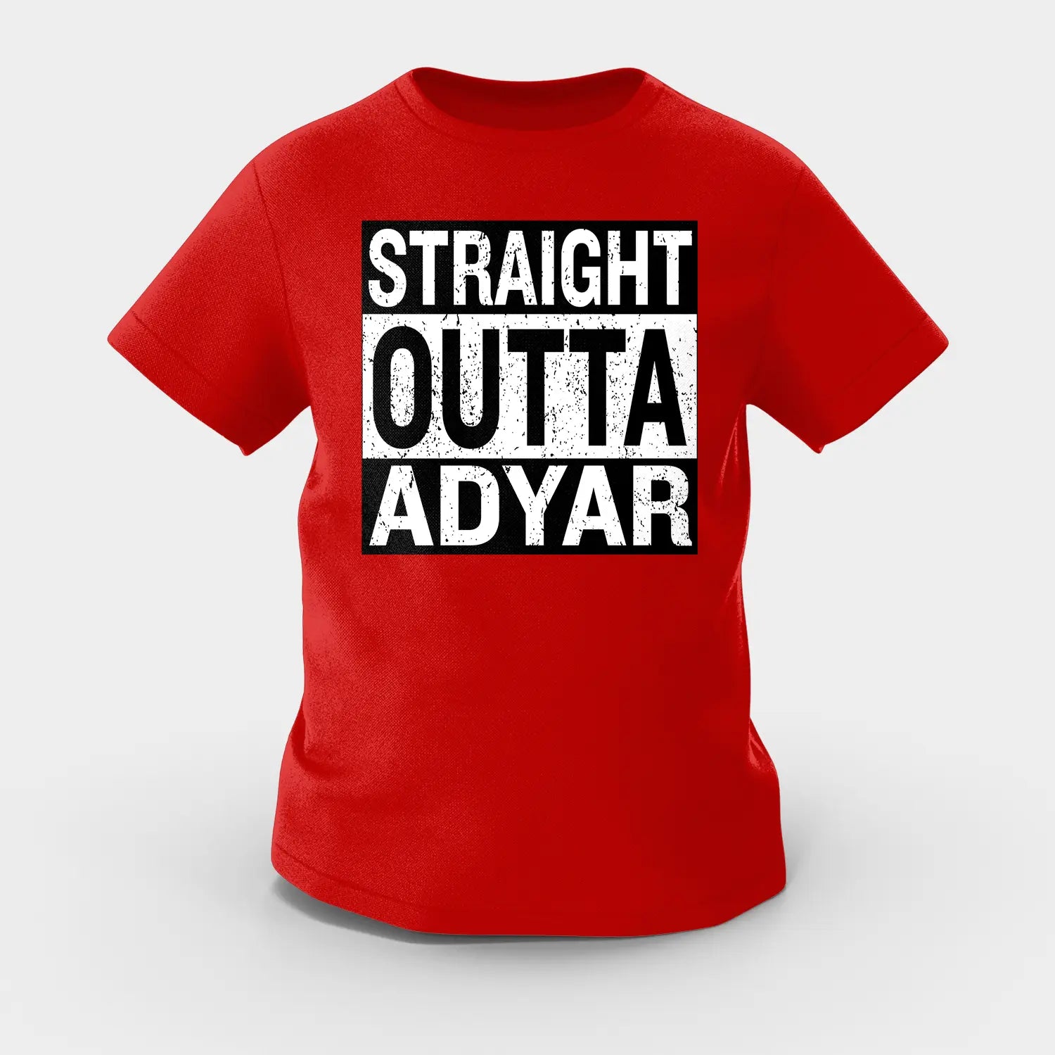 Straight Outta Adyar Girls Round Neck T-Shirt in Red Color