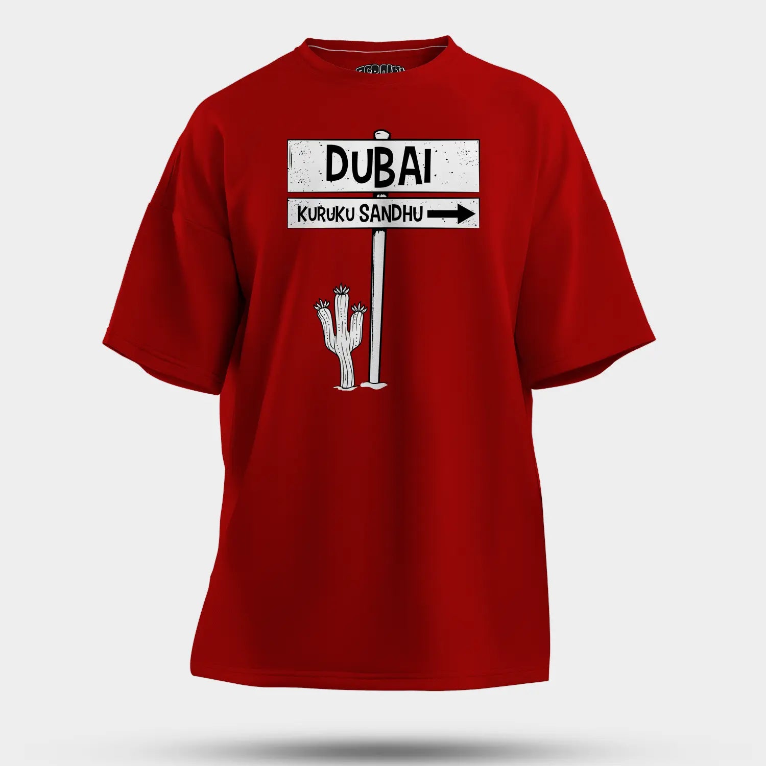 Dubai Kuruku Sandhu Men/Unisex Oversized T-Shirt in Red Color