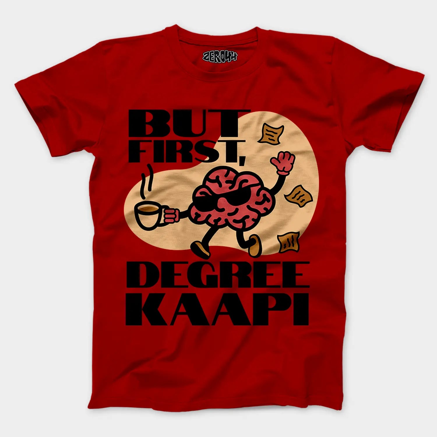 But First Degree Kaapi Men/Unisex T-Shirt in Red Color