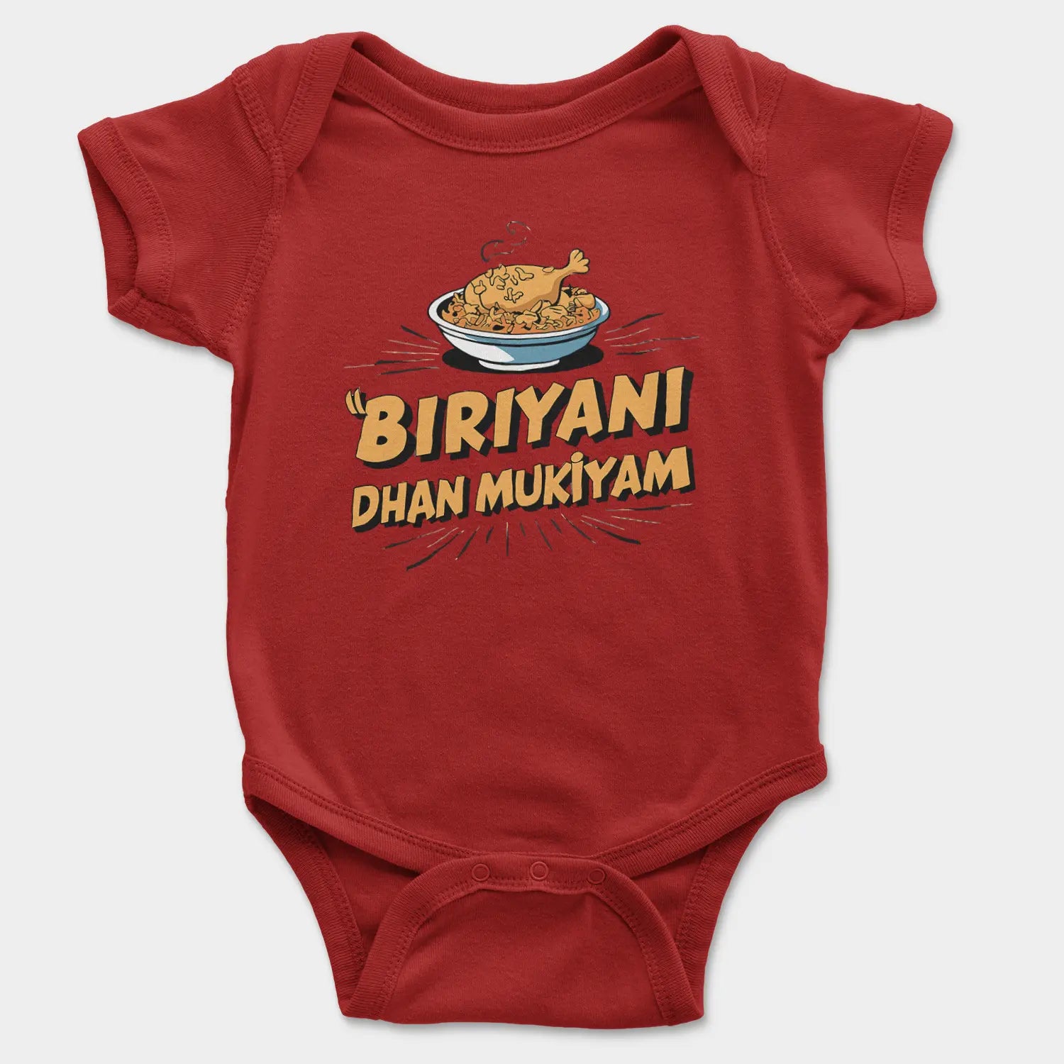 Biriyani Dhan Mukiyam Onesie/Romper in Red Color