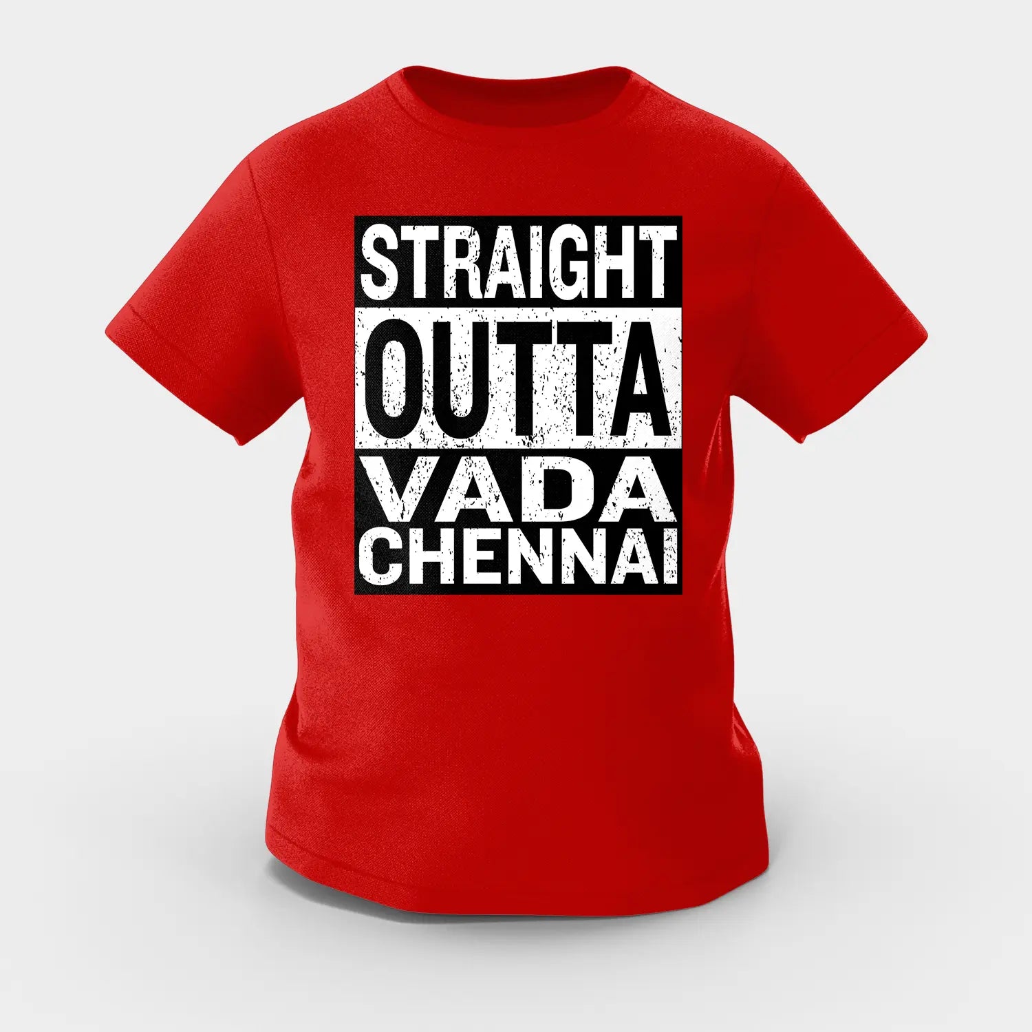 Straight Outta Vada Chennai Girls Round Neck T-Shirt in Red Color