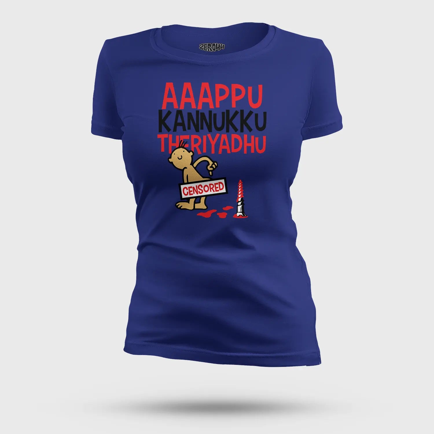 Aaappu Kannukku Theriyadhu Women's T-Shirt in Royal Blue Color