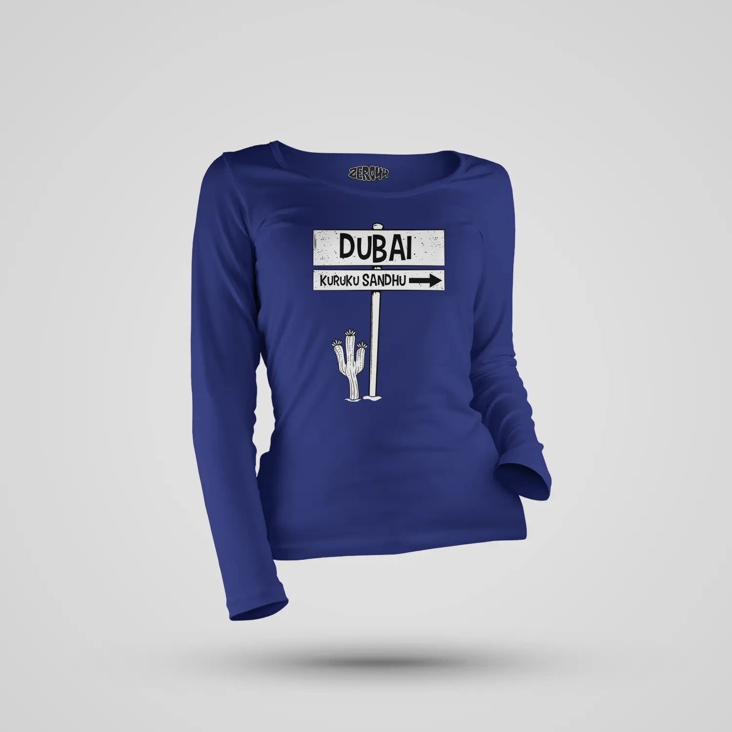 Dubai Kuruku Sandhu Women's Long Sleeve T-Shirt in Royal Blue Color