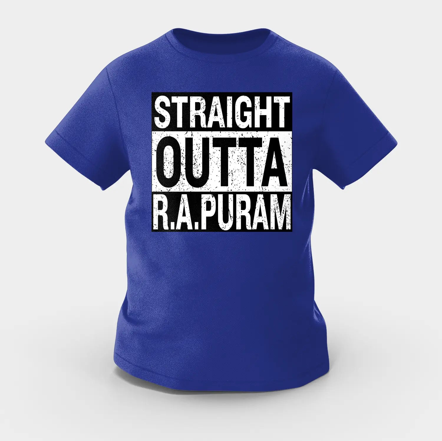 Straight Outta R.a Puram Girls Round Neck T-Shirt in Royal Blue Color