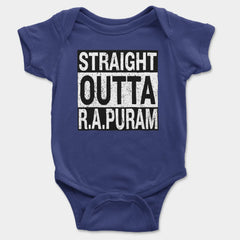 Straight Outta R.a Puram Onesie/Romper in Royal Blue Color