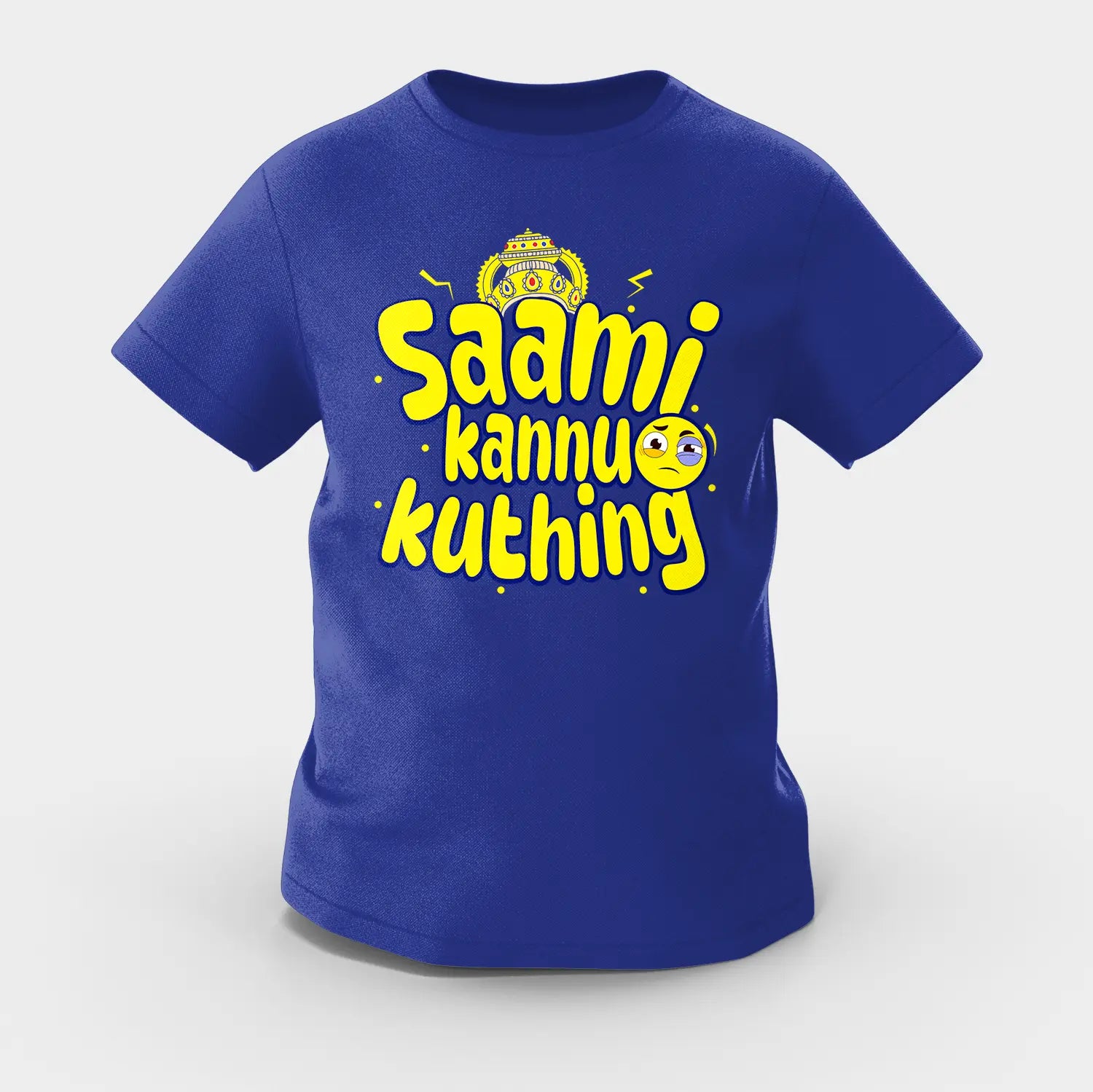 Saami Kannu Kuthing Girls Round Neck T-Shirt in Royal Blue Color