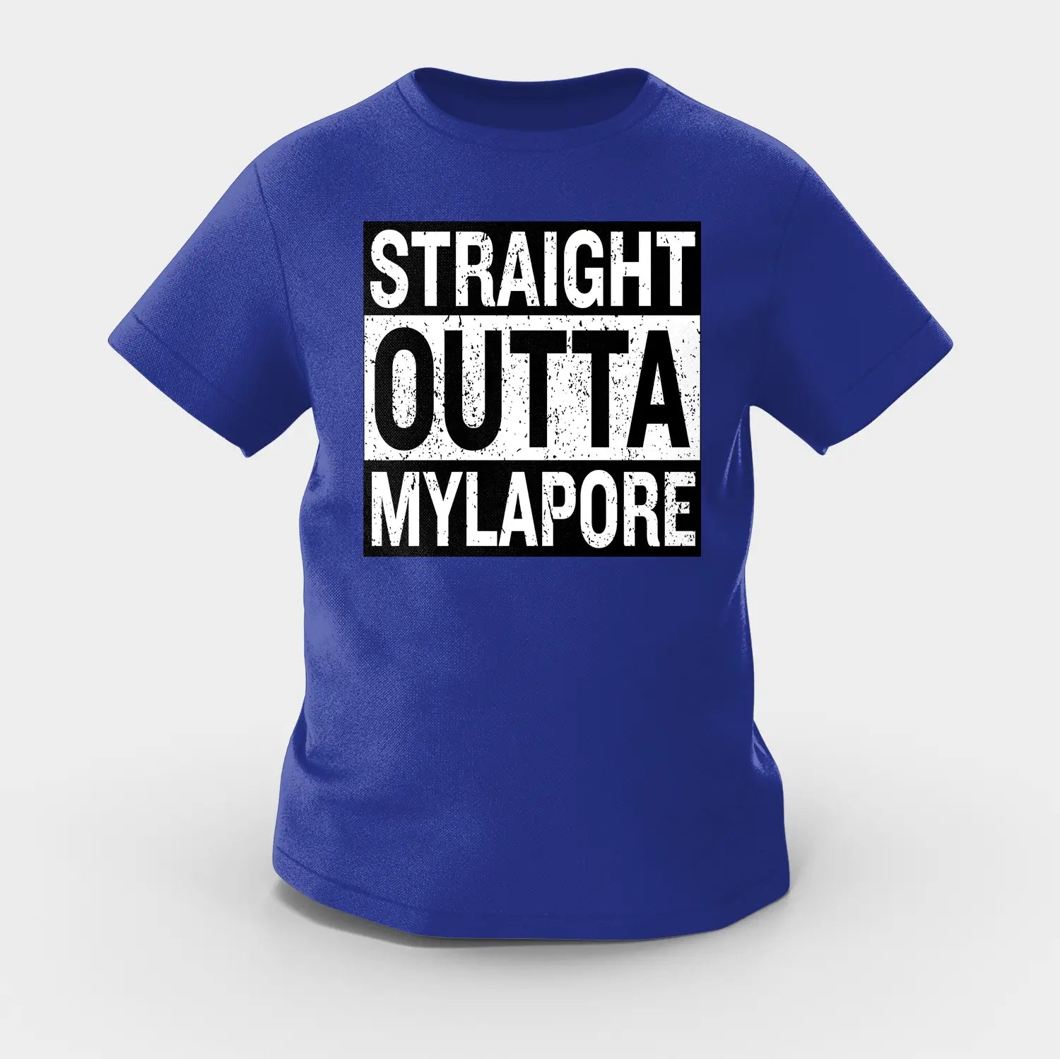 Straight Outta Mylapore Girls Round Neck T-Shirt in Royal Blue Color