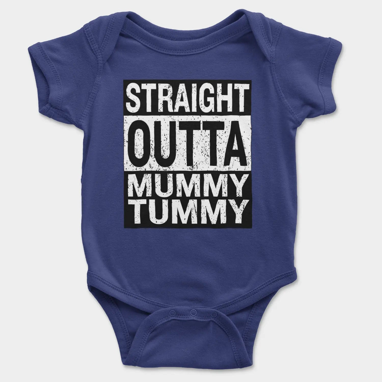 Straight Outta Mummy Tummy Onesie/Romper in Royal Blue Color
