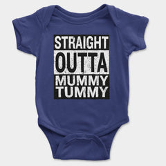 Straight Outta Mummy Tummy Onesie/Romper in Royal Blue Color