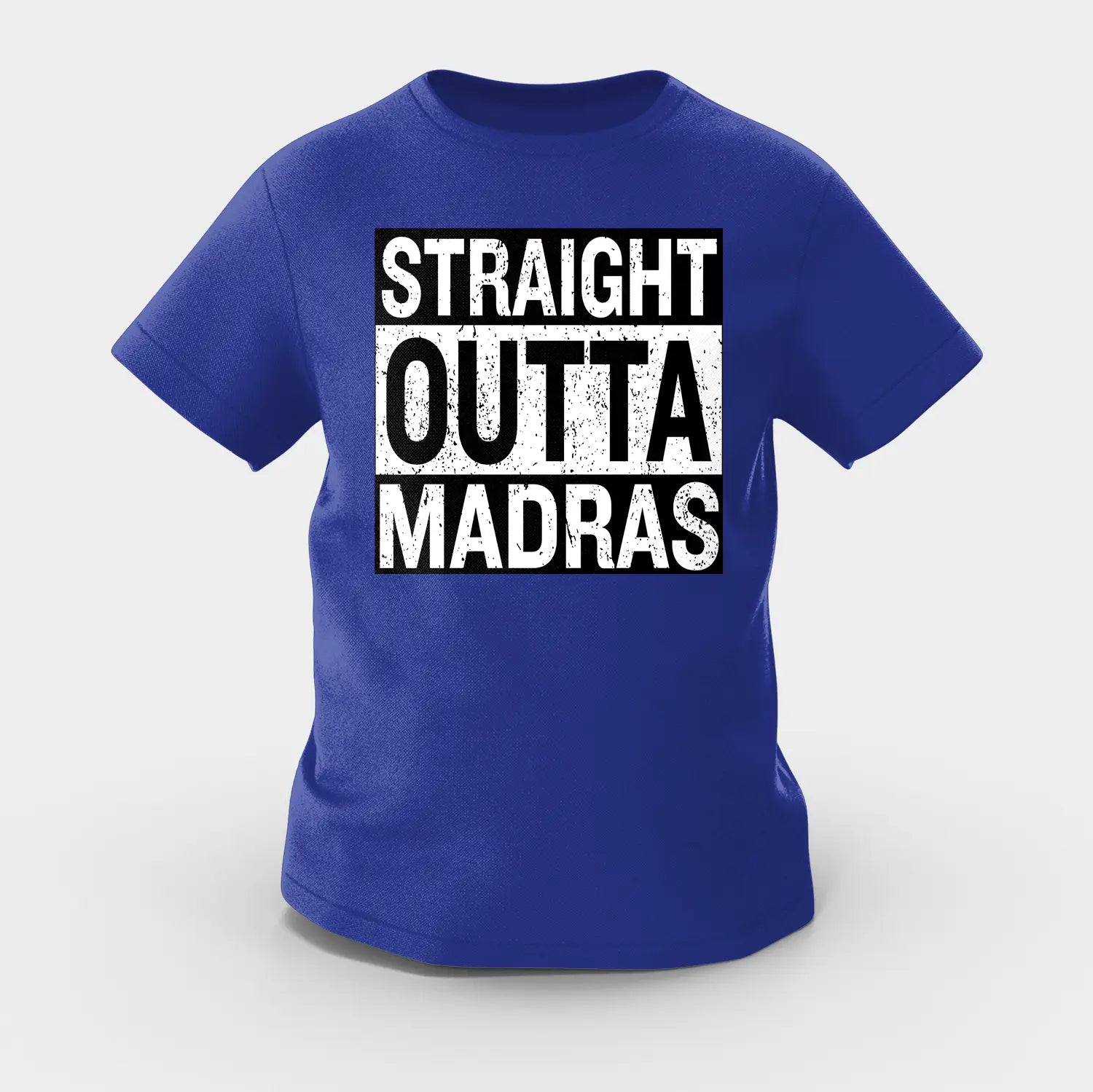 Straight Outta Madras Girls Round Neck T-Shirt in Royal Blue Color