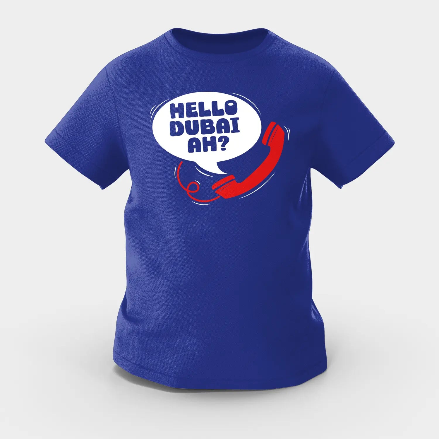 Hello Dubai Ah? Girls Round Neck T-Shirt in Royal Blue Color