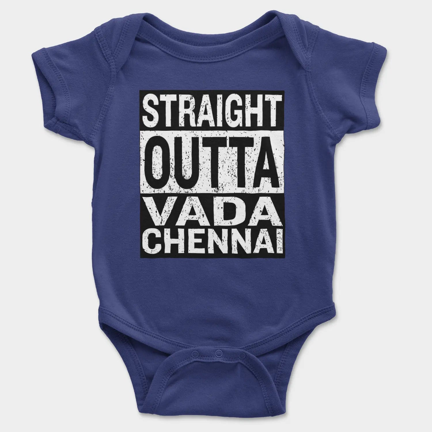 Straight Outta Vada Chennai Onesie/Romper in Royal Blue Color