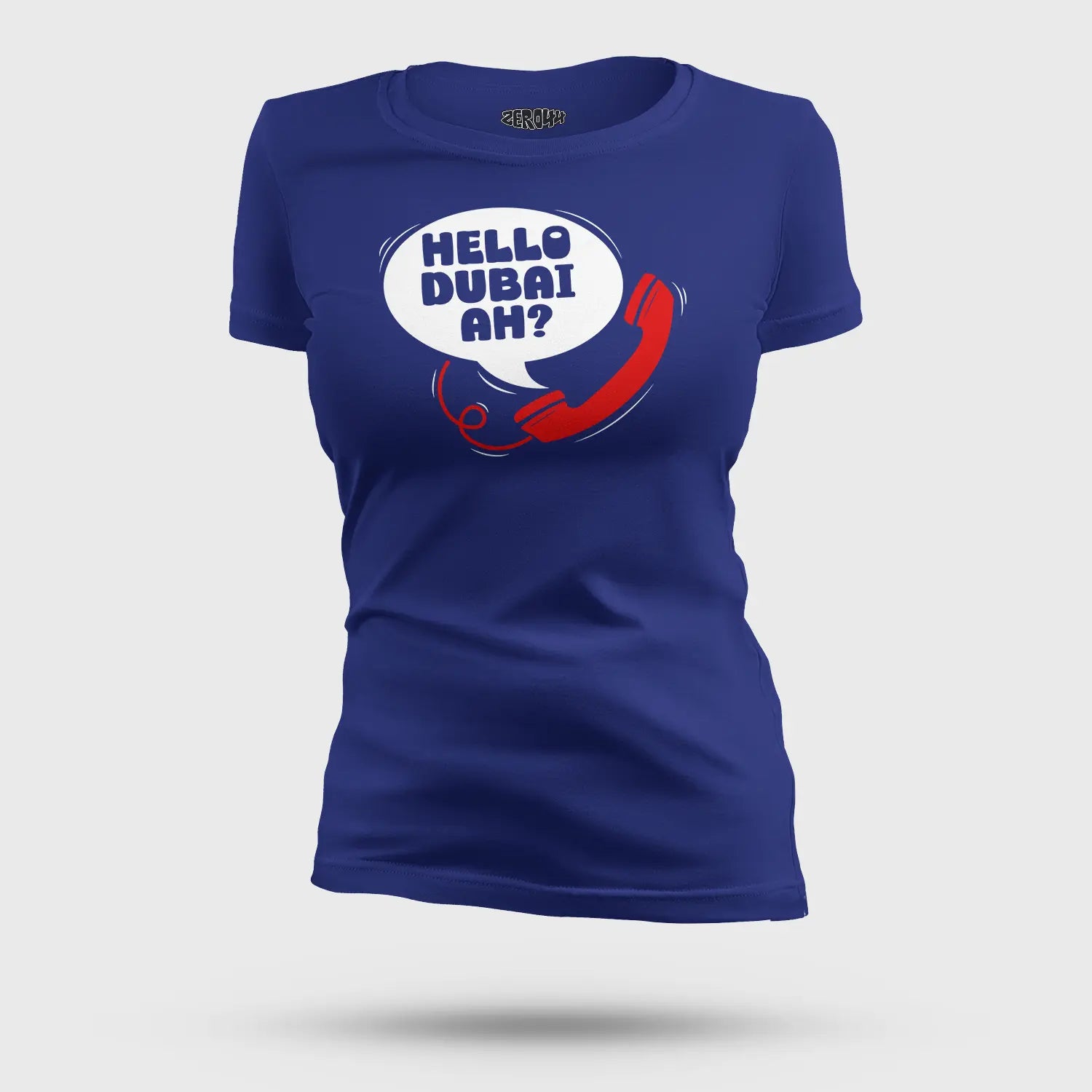 Hello Dubai Ah? Women's T-Shirt in Royal Blue Color