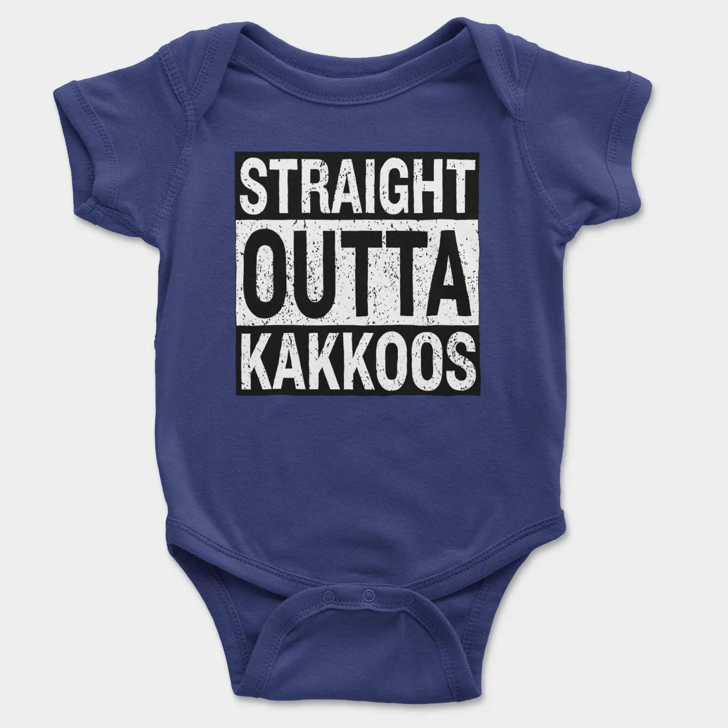 Straight Outta Kakkoos Onesie/Romper in Royal Blue Color