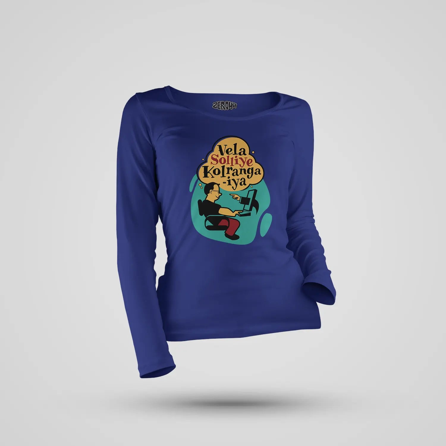 Vela Soliye Kolrangaiya Women's Long Sleeve T-Shirt in Royal Blue Color