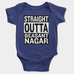 Straight Outta Beasant Nagar Onesie/Romper in Royal Blue Color